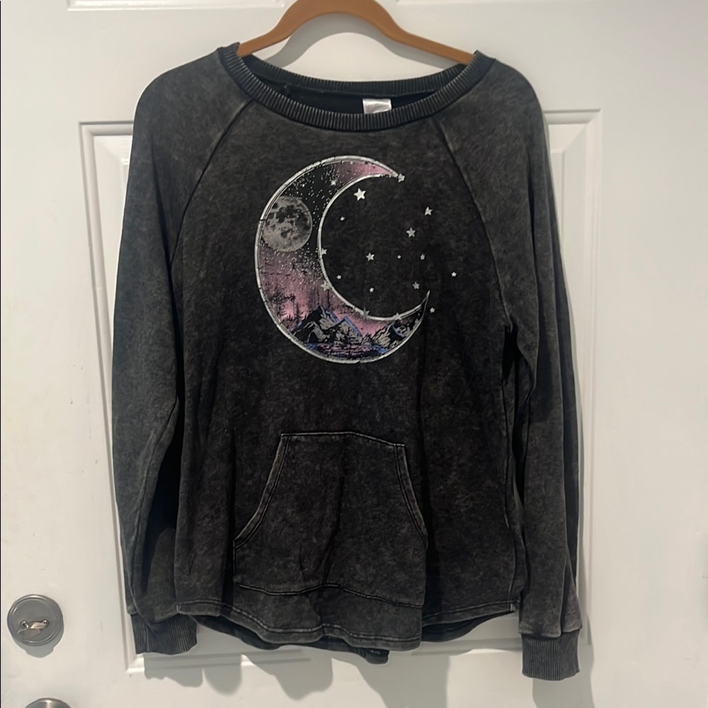 No Boundaries Black Sweatshirt with Celestial Design